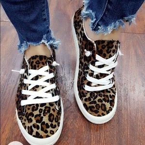 cheetah slip on tennis shoes